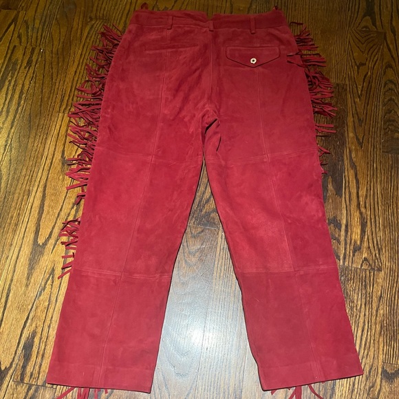 Zadig & Voltaire red suede fringe pants size 38 - Picture 4 of 5